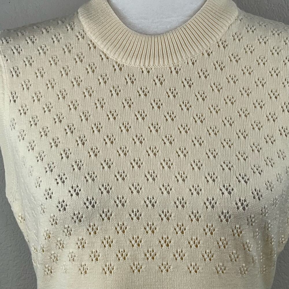 Rumored Ivory Cream Birkin Knit Crew Neck Mini Dress Eyelet Bodice NWT Large - Picture 5 of 14